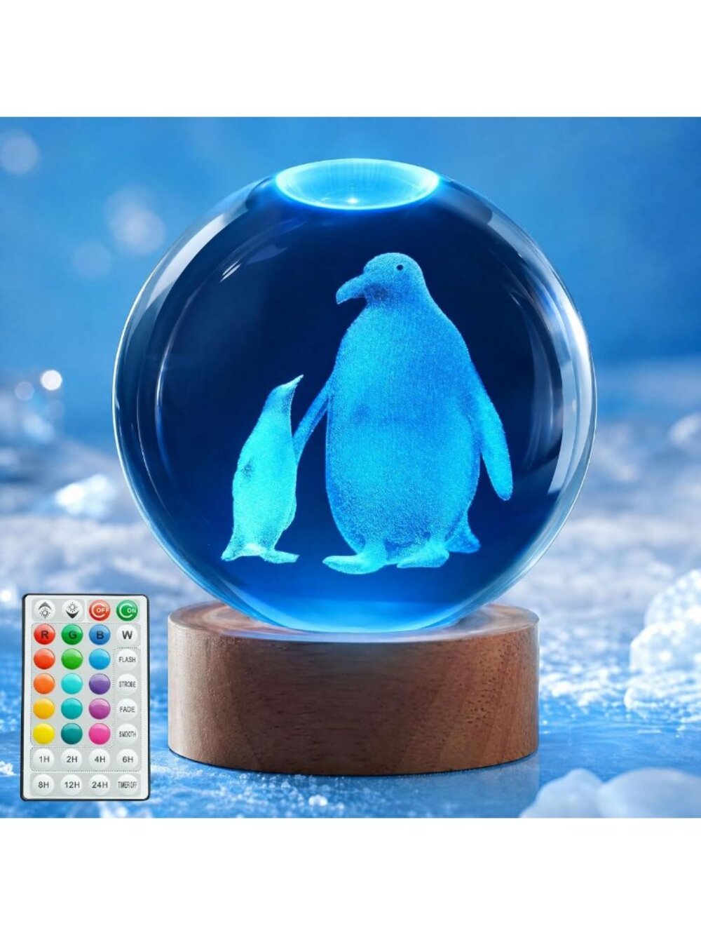 Colorful Penguin Night Light | 16-Color Remote LED Lamp | Cute Room Decor Gift